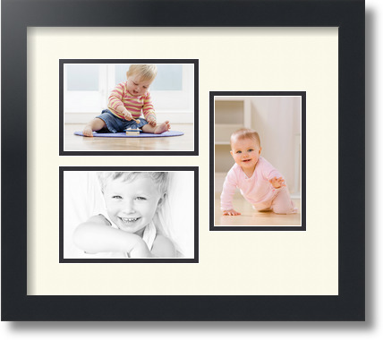 ArtToFrames Collage Mat Picture Photo Frame 3 4x6" Openings in Satin Black 389