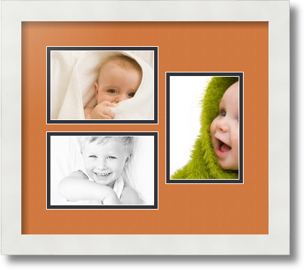 ArtToFrames Collage Mat Picture Photo Frame 3 4x6" Openings in Satin White 389