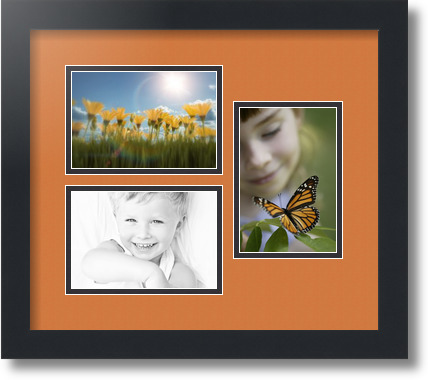 ArtToFrames Collage Mat Picture Photo Frame 3 4x6" Openings in Satin Black 389