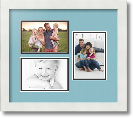 ArtToFrames Collage Mat Picture Photo Frame 3 4x6" Openings in Satin White 389