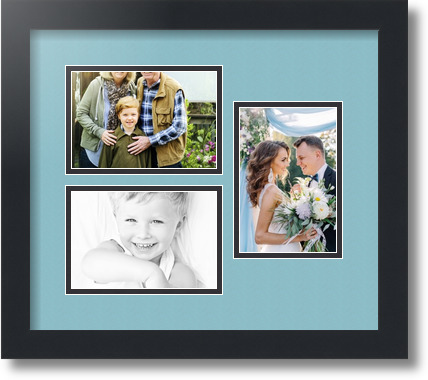 ArtToFrames Collage Mat Picture Photo Frame 3 4x6" Openings in Satin Black 389