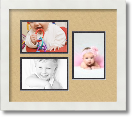 ArtToFrames Collage Mat Picture Photo Frame 3 4x6" Openings in Satin White 389