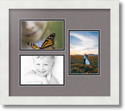 ArtToFrames Collage Mat Picture Photo Frame 3 4x6" Openings in Satin White 389