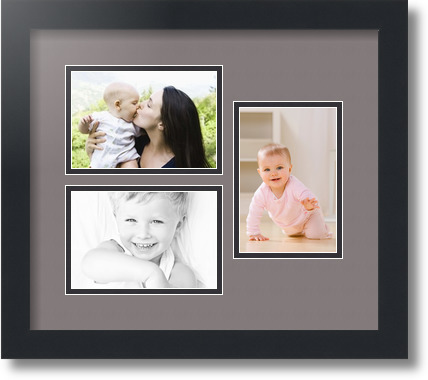 ArtToFrames Collage Mat Picture Photo Frame 3 4x6" Openings in Satin Black 389