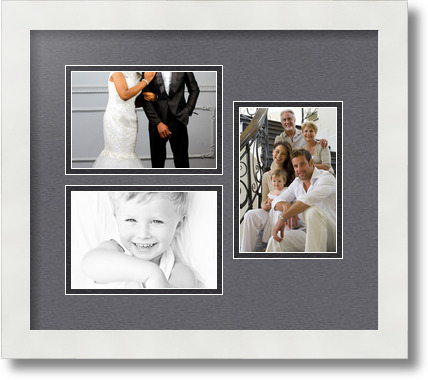 ArtToFrames Collage Mat Picture Photo Frame 3 4x6" Openings in Satin White 389