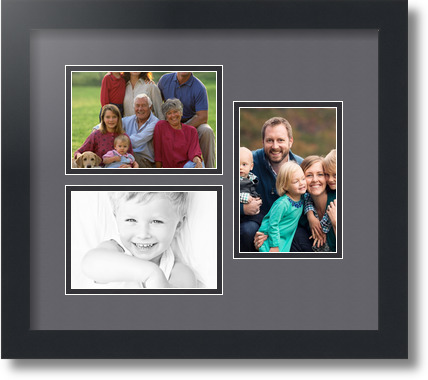 ArtToFrames Collage Mat Picture Photo Frame 3 4x6" Openings in Satin Black 389