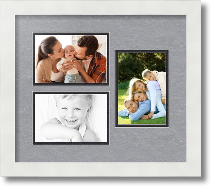 ArtToFrames Collage Mat Picture Photo Frame 3 4x6" Openings in Satin White 389