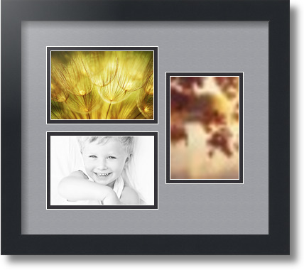 ArtToFrames Collage Mat Picture Photo Frame 3 4x6" Openings in Satin Black 389