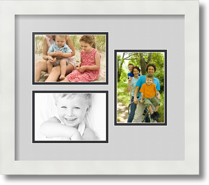 ArtToFrames Collage Mat Picture Photo Frame 3 4x6" Openings in Satin White 389