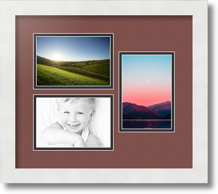 ArtToFrames Collage Mat Picture Photo Frame 3 4x6" Openings in Satin White 389