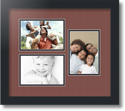 ArtToFrames Collage Mat Picture Photo Frame 3 4x6" Openings in Satin Black 389