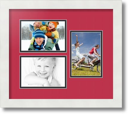 ArtToFrames Collage Mat Picture Photo Frame 3 4x6" Openings in Satin White 389