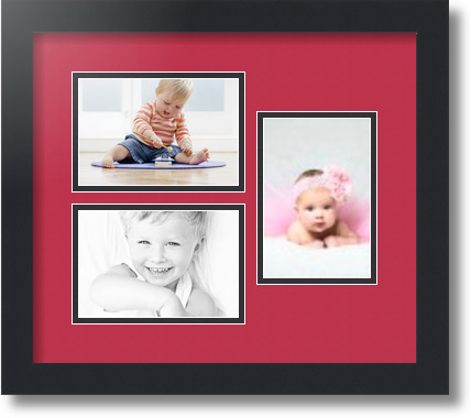 ArtToFrames Collage Mat Picture Photo Frame 3 4x6" Openings in Satin Black 389