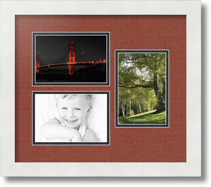 ArtToFrames Collage Mat Picture Photo Frame 3 4x6" Openings in Satin White 389