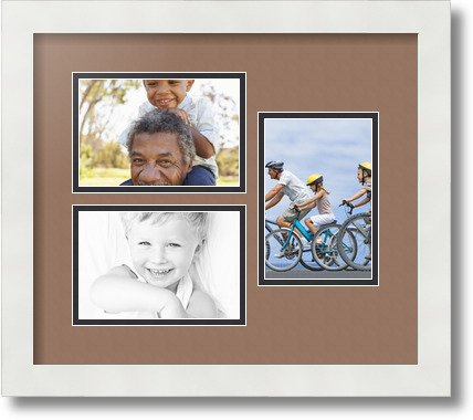 ArtToFrames Collage Mat Picture Photo Frame 3 4x6" Openings in Satin White 389