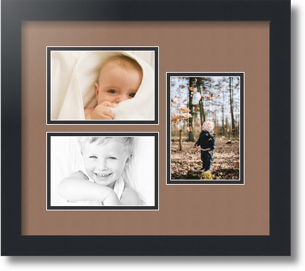 ArtToFrames Collage Mat Picture Photo Frame 3 4x6" Openings in Satin Black 389