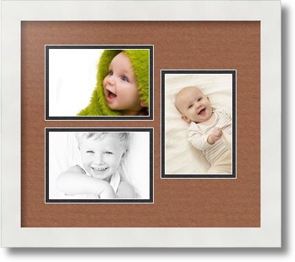 ArtToFrames Collage Mat Picture Photo Frame 3 4x6" Openings in Satin White 389