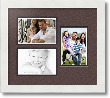 ArtToFrames Collage Mat Picture Photo Frame 3 4x6" Openings in Satin White 389