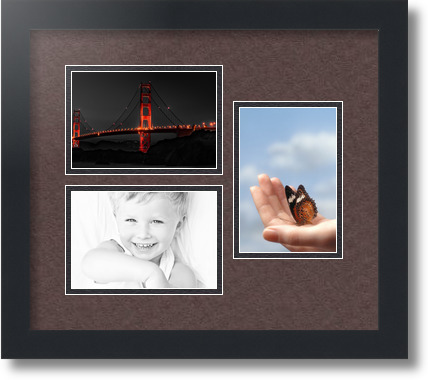 ArtToFrames Collage Mat Picture Photo Frame 3 4x6" Openings in Satin Black 389