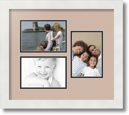 ArtToFrames Collage Mat Picture Photo Frame 3 4x6" Openings in Satin White 389