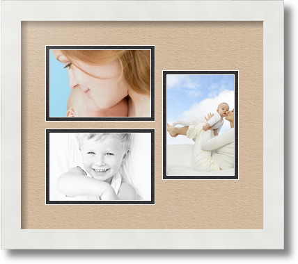 ArtToFrames Collage Mat Picture Photo Frame 3 4x6" Openings in Satin White 389