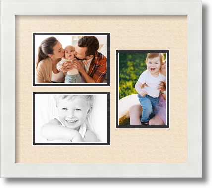 ArtToFrames Collage Mat Picture Photo Frame 3 4x6" Openings in Satin White 389