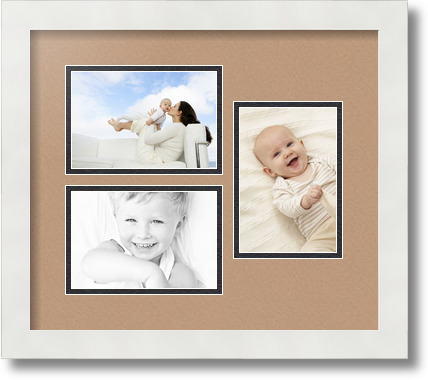 ArtToFrames Collage Mat Picture Photo Frame 3 4x6" Openings in Satin White 389