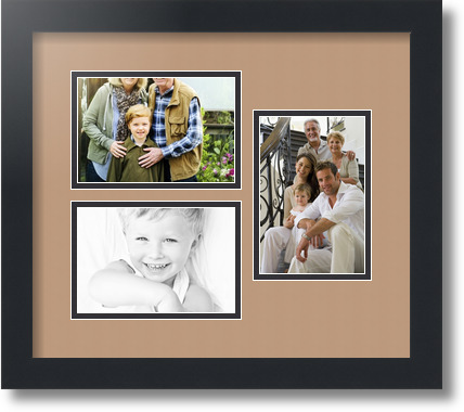 ArtToFrames Collage Mat Picture Photo Frame 3 4x6" Openings in Satin Black 389