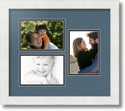 ArtToFrames Collage Mat Picture Photo Frame 3 4x6" Openings in Satin White 389