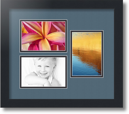 ArtToFrames Collage Mat Picture Photo Frame 3 4x6" Openings in Satin Black 389