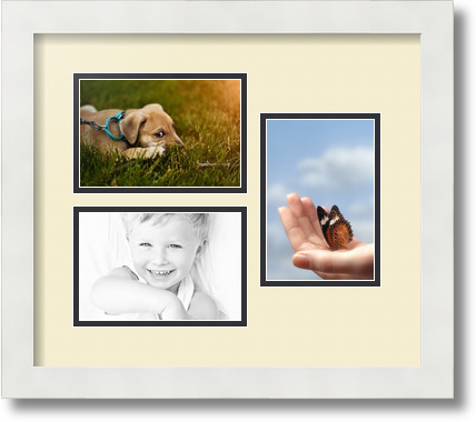 ArtToFrames Collage Mat Picture Photo Frame 3 4x6" Openings in Satin White 389