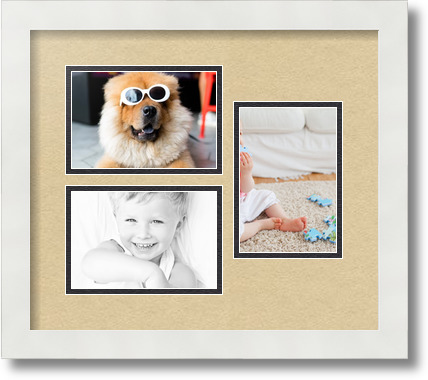 ArtToFrames Collage Mat Picture Photo Frame 3 4x6" Openings in Satin White 389