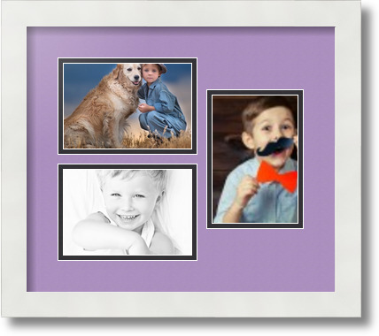 ArtToFrames Collage Mat Picture Photo Frame 3 4x6" Openings in Satin White 389