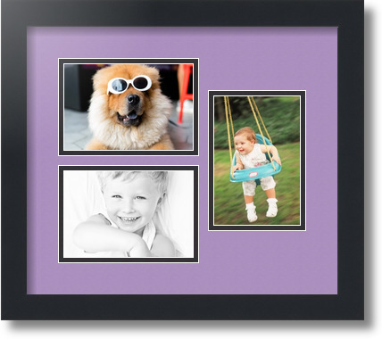 ArtToFrames Collage Mat Picture Photo Frame 3 4x6" Openings in Satin Black 389