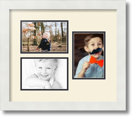 ArtToFrames Collage Mat Picture Photo Frame 3 4x6" Openings in Satin White 389