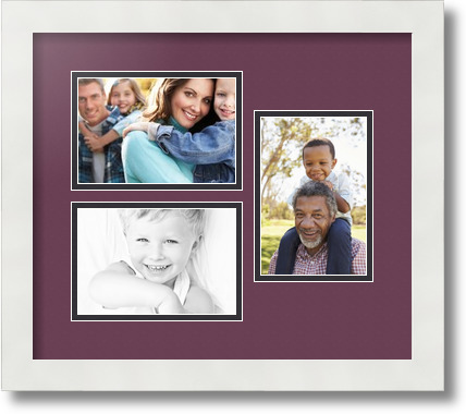 ArtToFrames Collage Mat Picture Photo Frame 3 4x6" Openings in Satin White 389