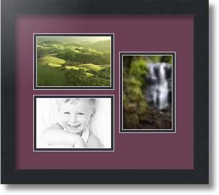 ArtToFrames Collage Mat Picture Photo Frame 3 4x6" Openings in Satin Black 389