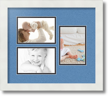 ArtToFrames Collage Mat Picture Photo Frame 3 4x6" Openings in Satin White 389