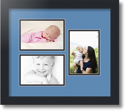 ArtToFrames Collage Mat Picture Photo Frame 3 4x6" Openings in Satin Black 389