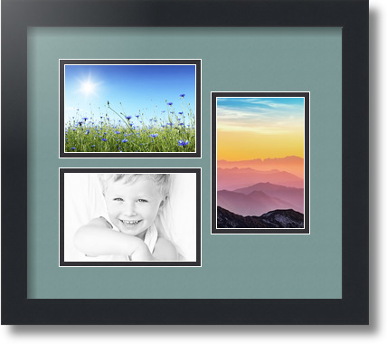 ArtToFrames Collage Mat Picture Photo Frame 3 4x6" Openings in Satin Black 389