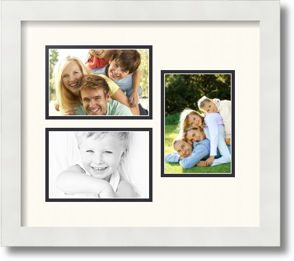 ArtToFrames Collage Mat Picture Photo Frame 3 4x6" Openings in Satin White 389