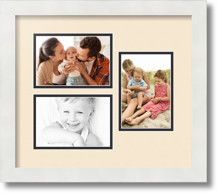 ArtToFrames Collage Mat Picture Photo Frame 3 4x6" Openings in Satin White 389