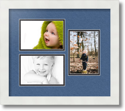 ArtToFrames Collage Mat Picture Photo Frame 3 4x6" Openings in Satin White 389