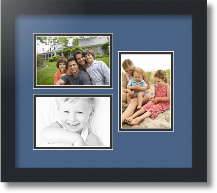 ArtToFrames Collage Mat Picture Photo Frame 3 4x6" Openings in Satin Black 389