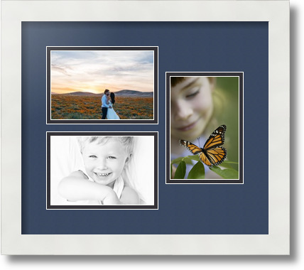 ArtToFrames Collage Mat Picture Photo Frame 3 4x6" Openings in Satin White 389