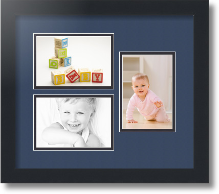 ArtToFrames Collage Mat Picture Photo Frame 3 4x6" Openings in Satin Black 389