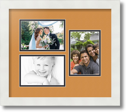 ArtToFrames Collage Mat Picture Photo Frame 3 4x6" Openings in Satin White 389