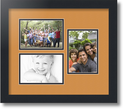 ArtToFrames Collage Mat Picture Photo Frame 3 4x6" Openings in Satin Black 389