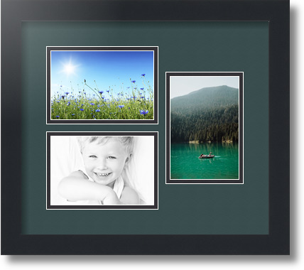 ArtToFrames Collage Mat Picture Photo Frame 3 4x6" Openings in Satin Black 389