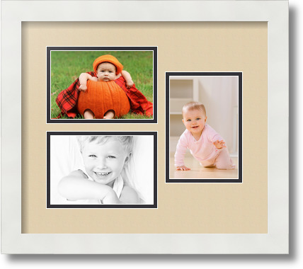 ArtToFrames Collage Mat Picture Photo Frame 3 4x6" Openings in Satin White 389